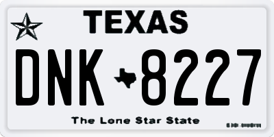 TX license plate DNK8227