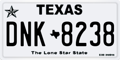 TX license plate DNK8238