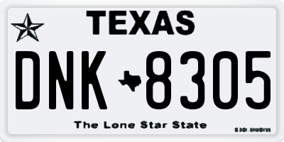 TX license plate DNK8305