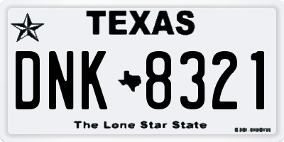 TX license plate DNK8321