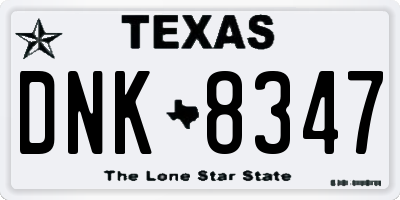 TX license plate DNK8347