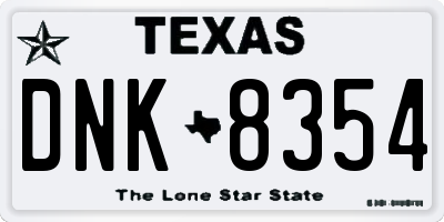 TX license plate DNK8354