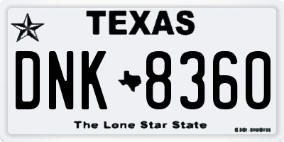 TX license plate DNK8360