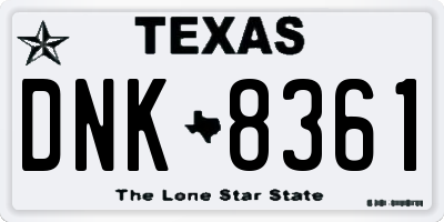 TX license plate DNK8361