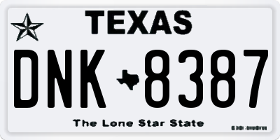 TX license plate DNK8387