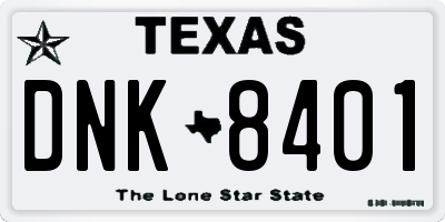 TX license plate DNK8401