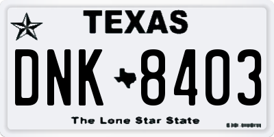 TX license plate DNK8403