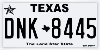 TX license plate DNK8445