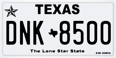 TX license plate DNK8500