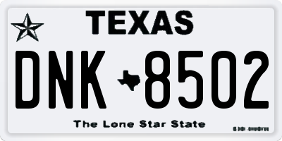 TX license plate DNK8502