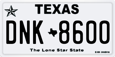 TX license plate DNK8600