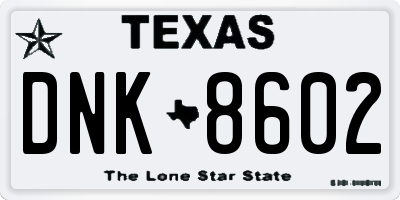 TX license plate DNK8602