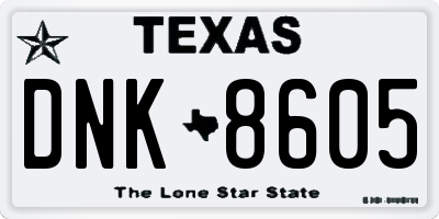 TX license plate DNK8605