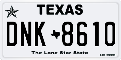 TX license plate DNK8610