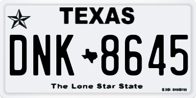 TX license plate DNK8645