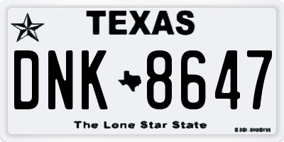 TX license plate DNK8647