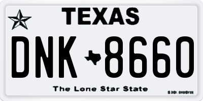 TX license plate DNK8660