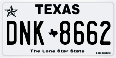 TX license plate DNK8662