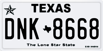 TX license plate DNK8668