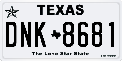 TX license plate DNK8681