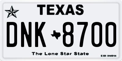 TX license plate DNK8700