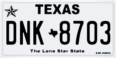 TX license plate DNK8703