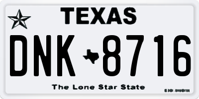 TX license plate DNK8716