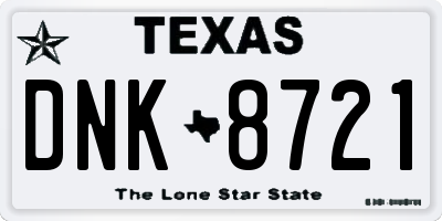 TX license plate DNK8721