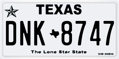 TX license plate DNK8747