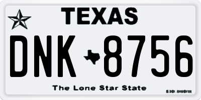 TX license plate DNK8756