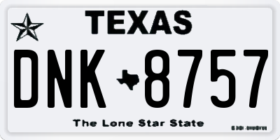 TX license plate DNK8757