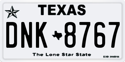 TX license plate DNK8767