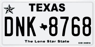 TX license plate DNK8768