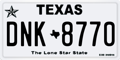 TX license plate DNK8770