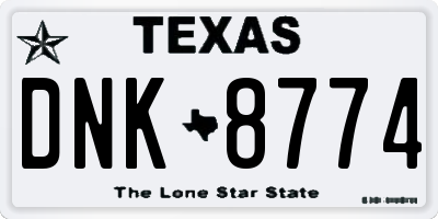 TX license plate DNK8774