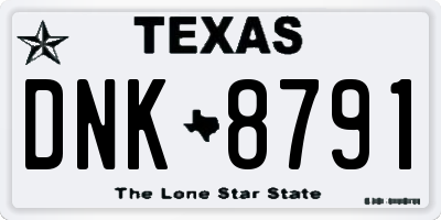 TX license plate DNK8791