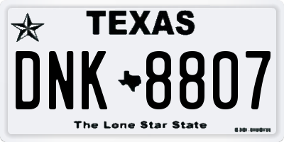 TX license plate DNK8807
