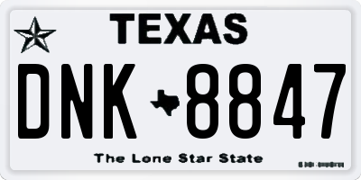 TX license plate DNK8847