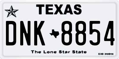 TX license plate DNK8854