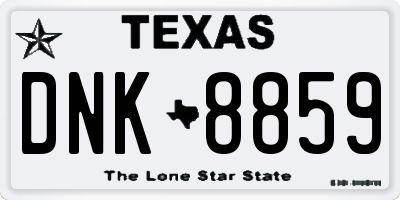 TX license plate DNK8859