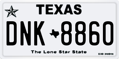 TX license plate DNK8860