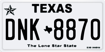 TX license plate DNK8870