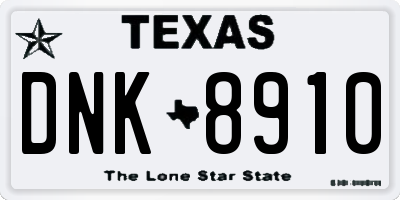 TX license plate DNK8910