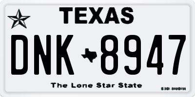 TX license plate DNK8947