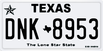TX license plate DNK8953