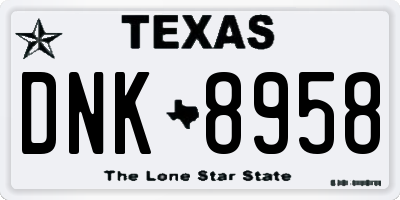 TX license plate DNK8958