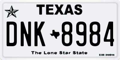 TX license plate DNK8984
