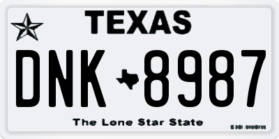TX license plate DNK8987