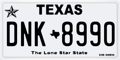 TX license plate DNK8990
