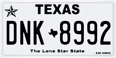 TX license plate DNK8992